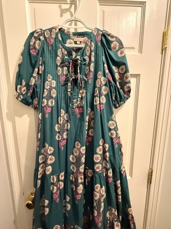 Pink Chicken Indira Pintucked Floral Dress in Evergreen Buttercup Floral - Picture 4 of 10